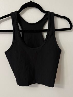 lululemon athletica Black Ribbed Racerback Crop Tank